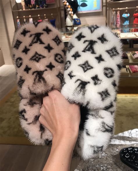 louis vuitton mink slippers price|Louis Vuitton monogram fur slippers.